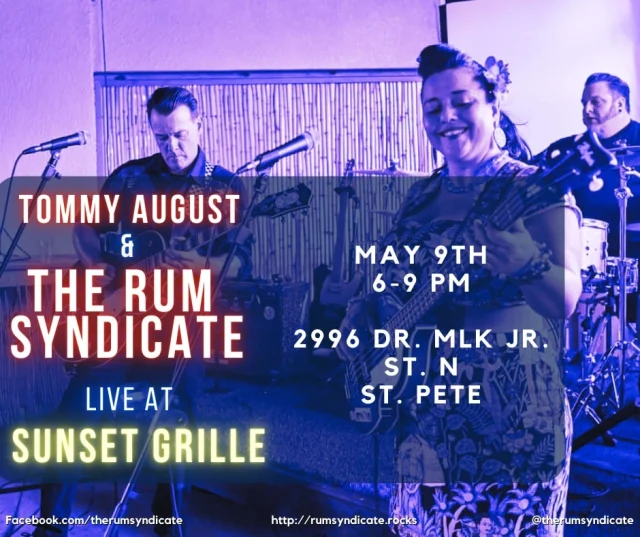 Join us as we show off the newest band member: Mimi's upright bass! Dance and sing along while enjoying some awesome food and inexpensive drinks. See you there! 

#therumsyndicate #threepieceband #floridarockabilly